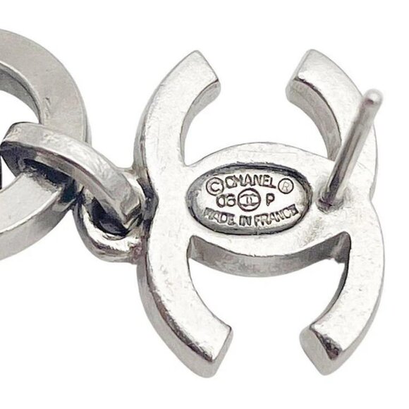 CHANEL CC Logos Drop Clear Pink Ball Stud Earrings Silver Tone 06P Auth D-t104 - Picture 5 of 14